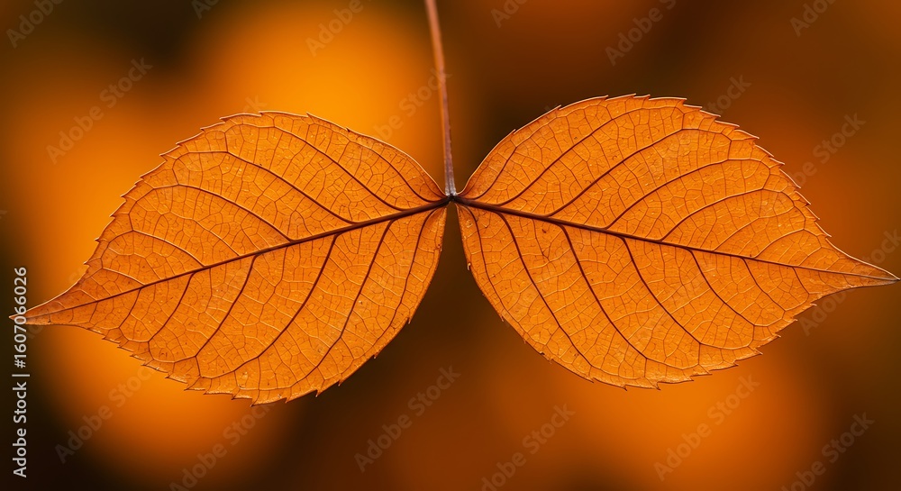 Fototapeta premium Macro Shot of Autumn Leaf Showing Veins and Texture