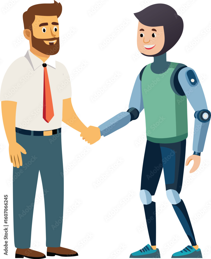 Man with Prosthetic Arm Shaking Hands Vector Illustration for Disability Inclusion and Professional Greeting Design, Man with Prosthetic Arm Vector, Disabled Handshake Illustration Man with Prosthetic Arm Shaking Hands Vector Illustration for Disability Inclusion and Professional Greeting Design, Man with Prosthetic Arm Vector, Disabled Handshake Illustration