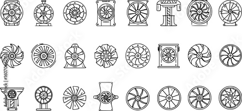 Turbine icons. Vector illustration. vector set
