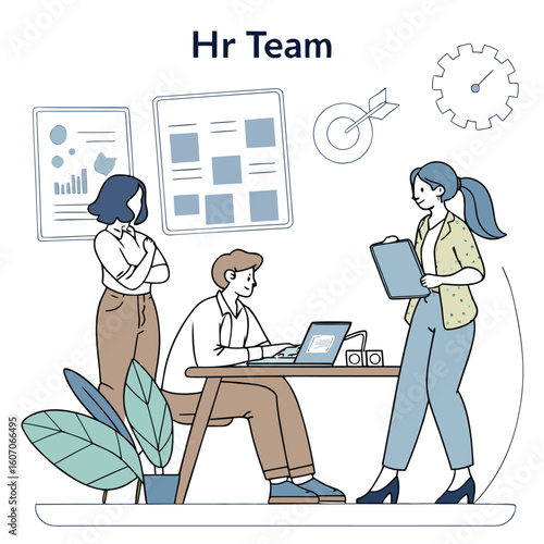Employee Wellness Program Planning – Flat Vector HR Meeting Adobe Illustrator Artwork