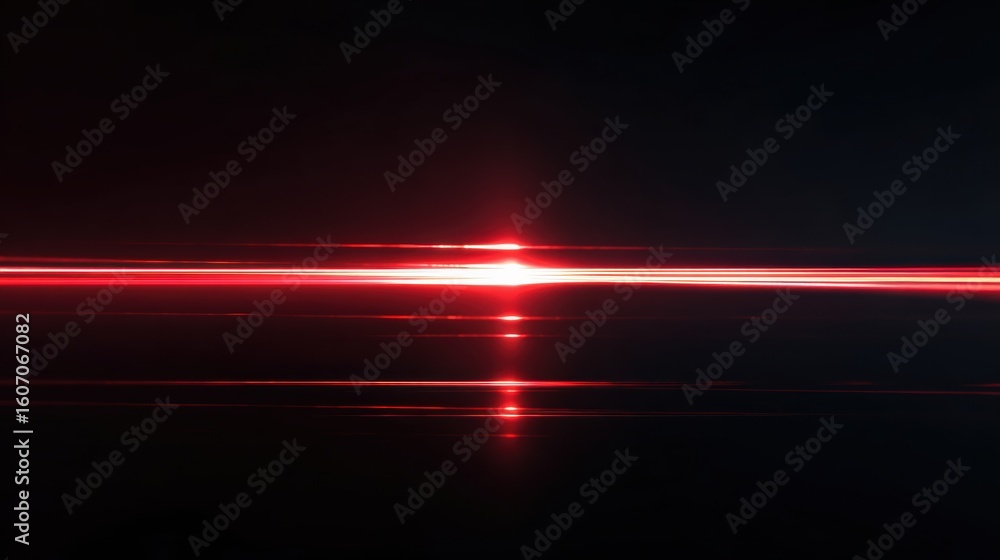 Obraz premium Abstract red laser light streak on a black background, representing speed, innovation, and modern technology.