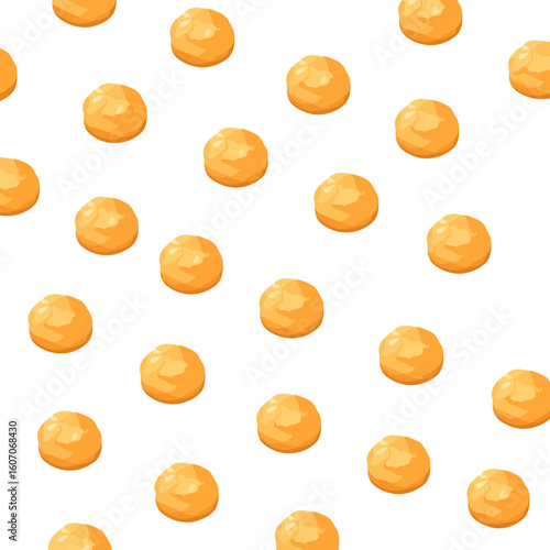 A single golden yellow cheese ball or dough puff, illustrated in a simple isometric cartoon style.