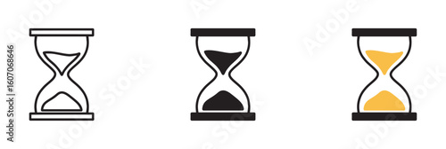 Hourglass icon set. Sandglass symbol, logo. Reload hourglass timer icon . Vector illustration