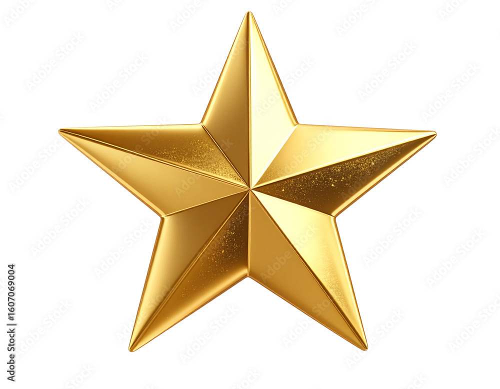 Obraz premium 3D Floating Gold Star with Sparkle Effects, isolated on transparent background PNG