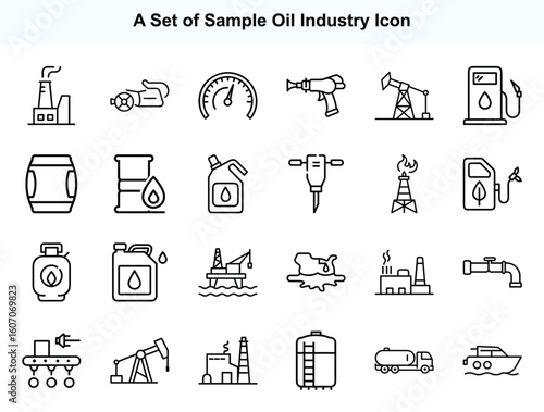 Various line style oil and gas icons are shown