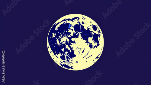 Stylized Graphic Illustration of the Full Moon
