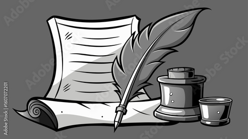 feather pen and ink vintage style v ector