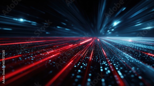 Dynamic abstract image showcasing colorful light streaks representing speed and innovation in technology.