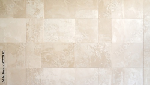 Beige tiled wall.  Soft light