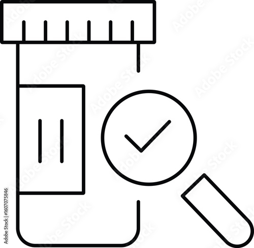 Medical laboratory test tube analysis with positive result checked sign