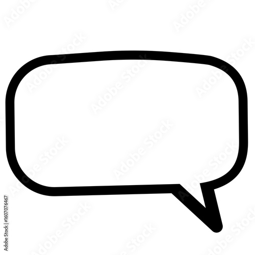Black wide horizontal speech bubble with rounded edges and thick outline, designed for comic dialogue or modern UI chat interface icons.