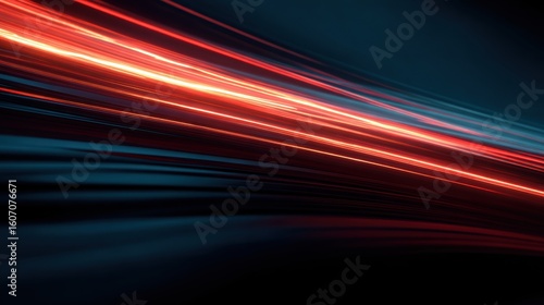 Vibrant light trails create a dynamic background  showcasing speed and energy in a digital environment.