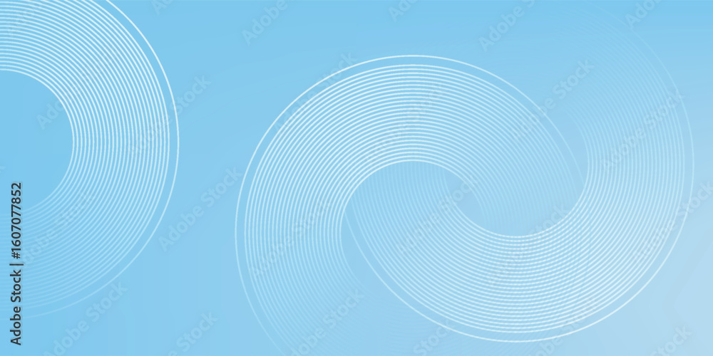 Fototapeta premium Abstract minimalist banner background, pastel colorful, blue and white gradations. Circle effect style art vector ilustration.