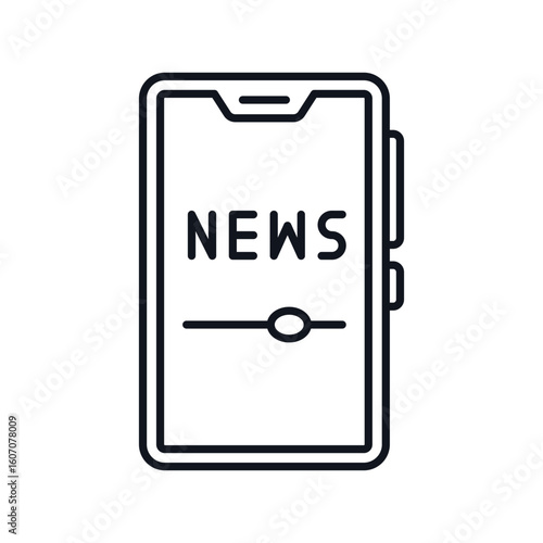 digital news line icon with white background vector stock illustration