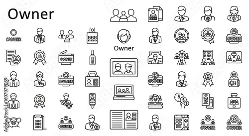 Owner & Proprietor Icons: Solid Black Vector Symbols for Business & Leadership