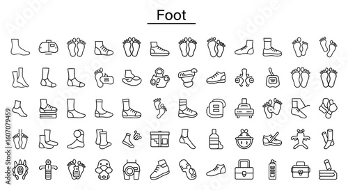 Foot & Footwear Icons: Solid Black Vector Symbols for Anatomy & Fashion