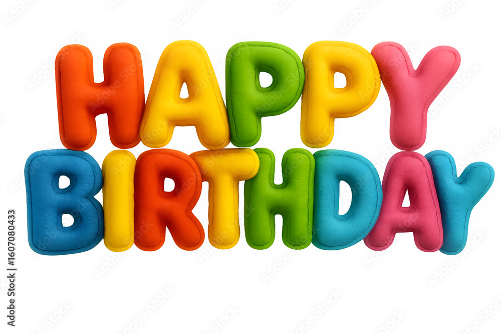 Naklejka premium Colorful 3D Happy Birthday Text on Transparent Background