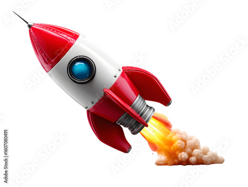 Rocket launch icon with trail isolated on transparent background