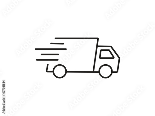 Swift delivery service with express shipping icon for businesses needing fast transport logistic solutions, showing speed and efficiency in a modern line drawing.