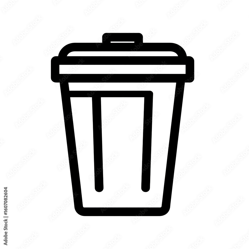 Waste container outlines on black to illustrate trash removal, recycling, and waste Waste container outlines on black to illustrate trash removal, recycling, and waste