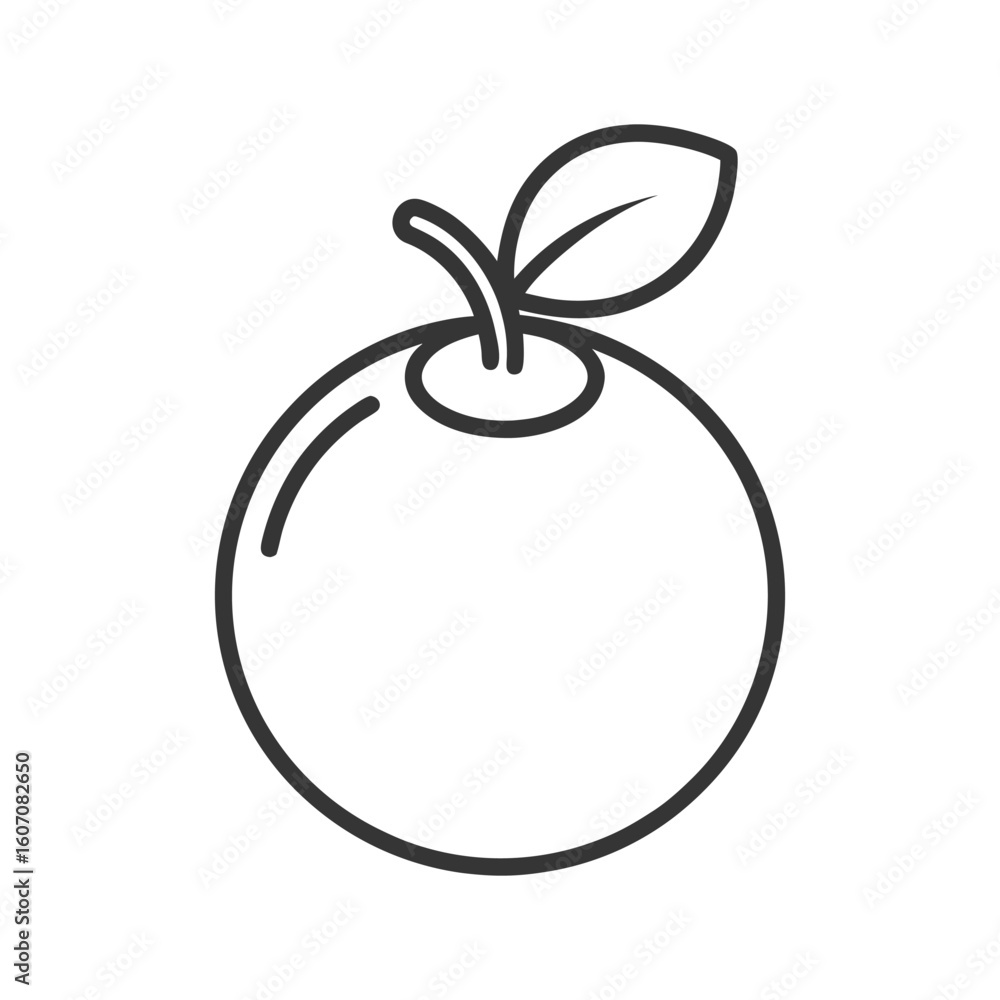 Obraz premium Line art illustration of an apple with a leaf on white background 