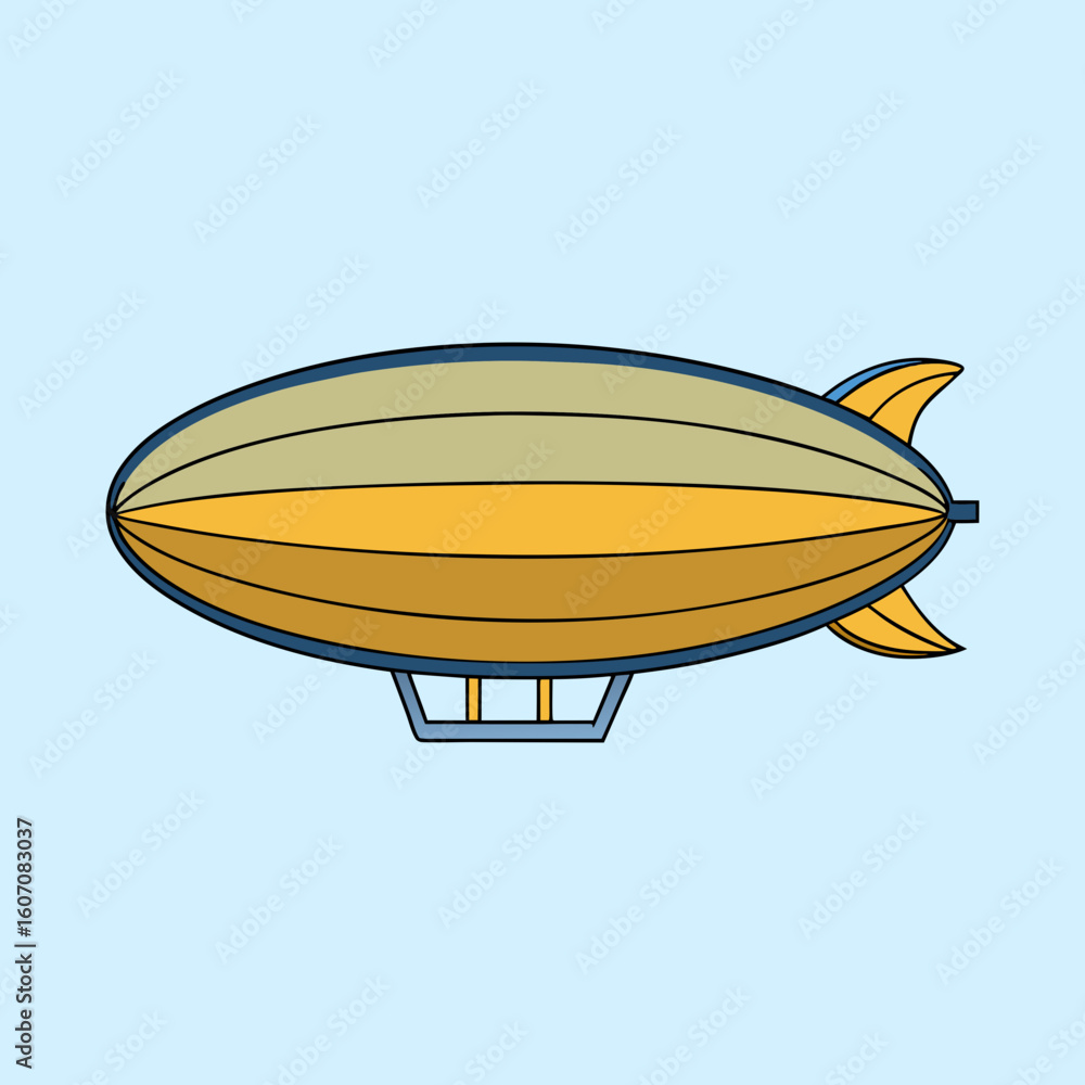 Fototapeta premium Illustration of a vintage airship flying in a clear sky background