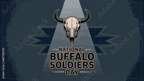 National Buffalo Soldiers Day with Bull Skull and Bold Typography