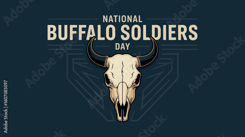 National Buffalo Soldiers Day with Bull Skull and Bold Typography