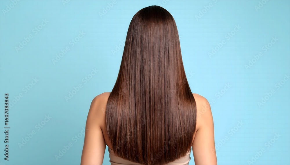 Naklejka premium Long Brown Hair Beauty treatment Care.