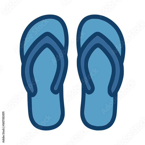 Pair of Blue Flip-Flop Sandals Icon Isolated