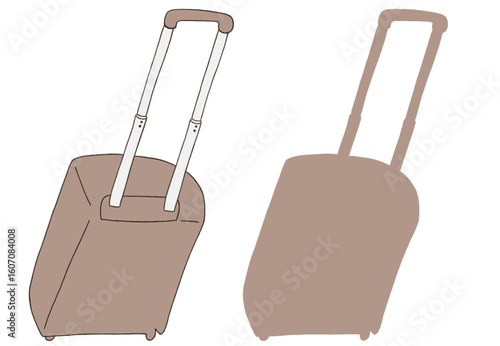キャリー　旅行　趣味　イラスト　薄い茶色　2セット　線画　シークレット　色違い