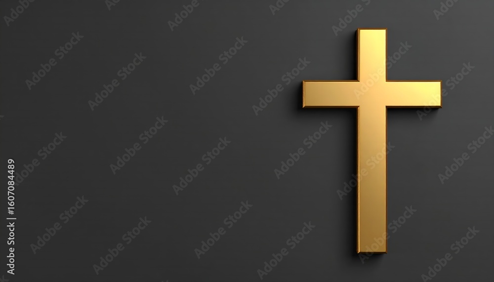 Naklejka premium Gold Cross Religion Black Background.