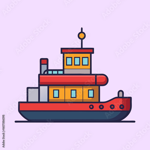vector illustration of a tug boat