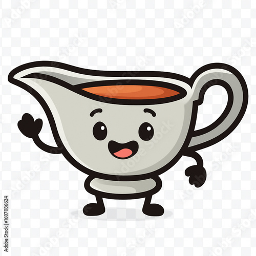 A whimsical cartoon illustration of a rectangular casserole dish filled with a green, leafy food, possibly a green bean casserole. 