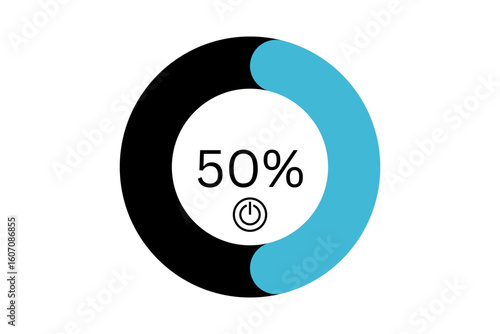 Fifty Percent Complete Circular Progress Indicator Power Button