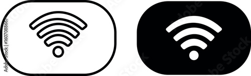 Seamless connectivity icons for modern lifestyle, wifi symbols in white and black, tech connection