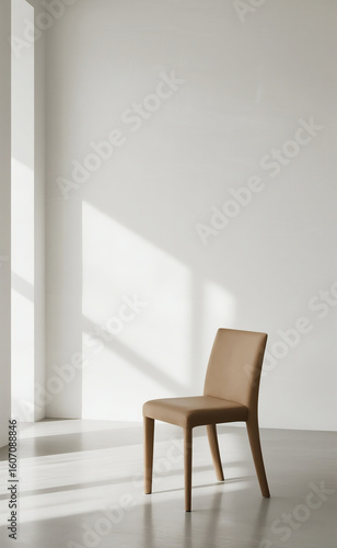 Wallpaper Mural Modern Minimalist Beige Dining Chair in a Bright Room with Sunlight and Shadows Torontodigital.ca