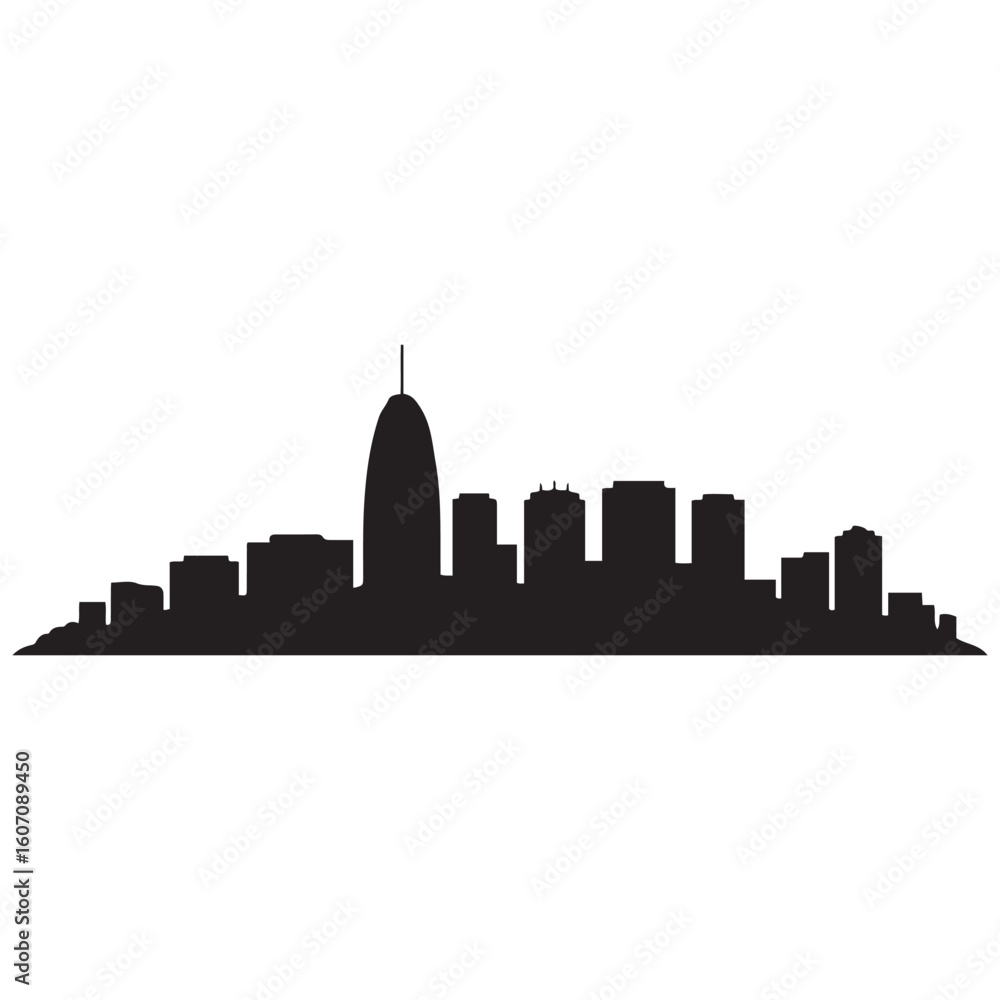 Obraz premium Rio de Janeiro City urban skyline. Modern minimalist cityscape graphic, perfect for travel, banners or backgrounds. Vector black silhouette. with white background