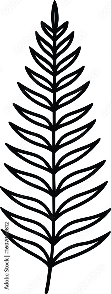Fototapeta premium fern leaf icon line art vector illustration on transparent background