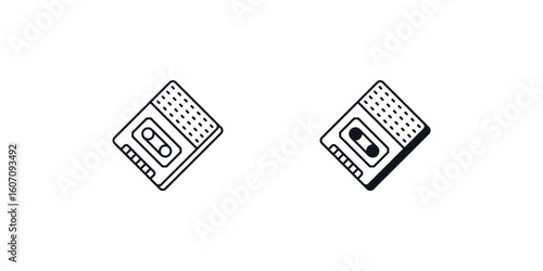 tape recorder set icon with white background vector stock illustration