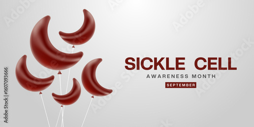 September Is National Sickle Cell Awareness Month. Sickle cell balloon. Great for posters, banners and social media. White background.