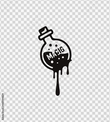 Magic potion bottle vector with dripping style – great for games, fantasy, and witches.