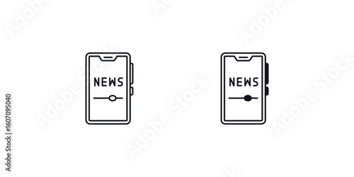 digital news set icon with white background vector stock illustration