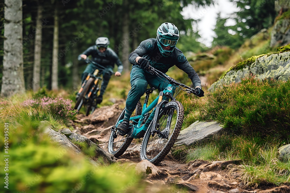 Fototapeta premium extreme mountain bike racing 
