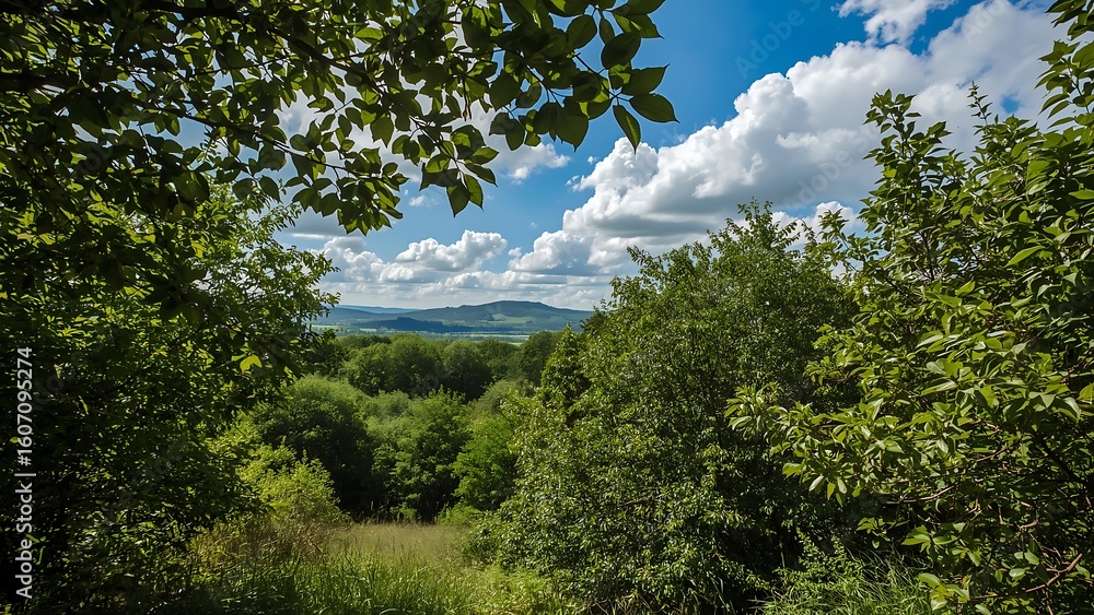 Fototapeta premium Lush Forest Overlook on a Sunny Day