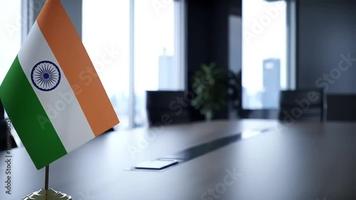 Wallpaper Mural Indian flag stands on conference table in meeting room Torontodigital.ca