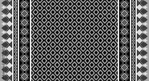 Geometric pixel ethnic pattern seamless oriental traditional design floral background wallpaper carpet clothing wrapping vector illustration texture fabric print