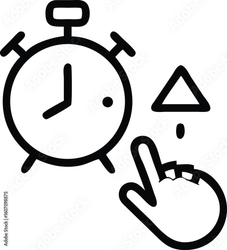 Stopwatch icon with hand and triangle symbol timer