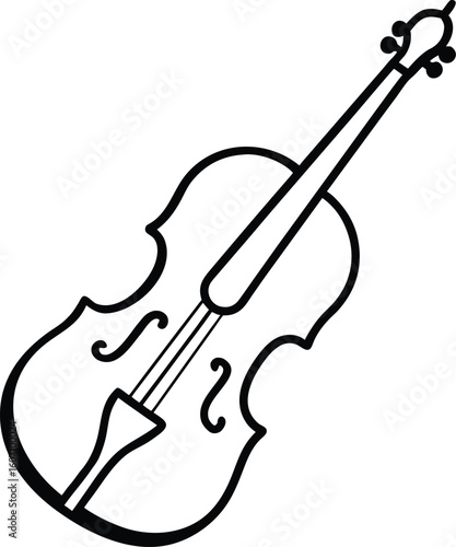 violin icon line art vector illustration on transparent background	
