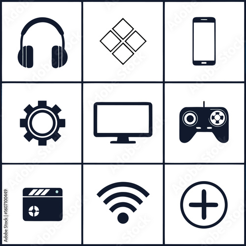 Modern technology device icons for website and app design projects